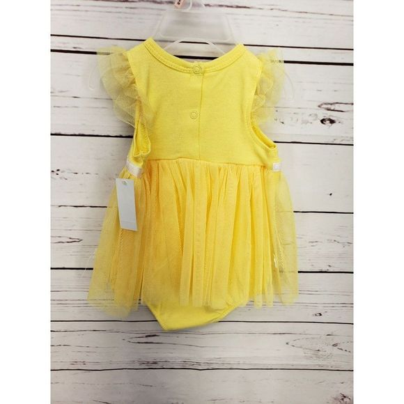 DDG Darling 3-6 month yellow one piece bodysuit dress tutu white‎ flowers - Picture 2 of 6